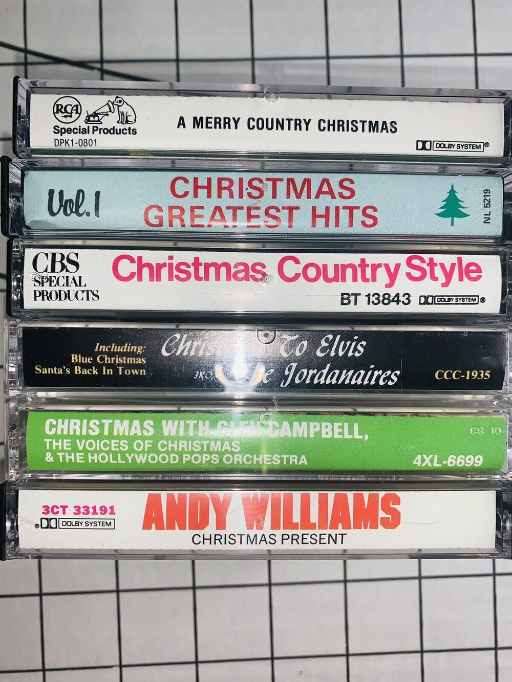 Vtg Christmas Country Music Cassettes Lot of 6 G Campbell A Williams J Cash More